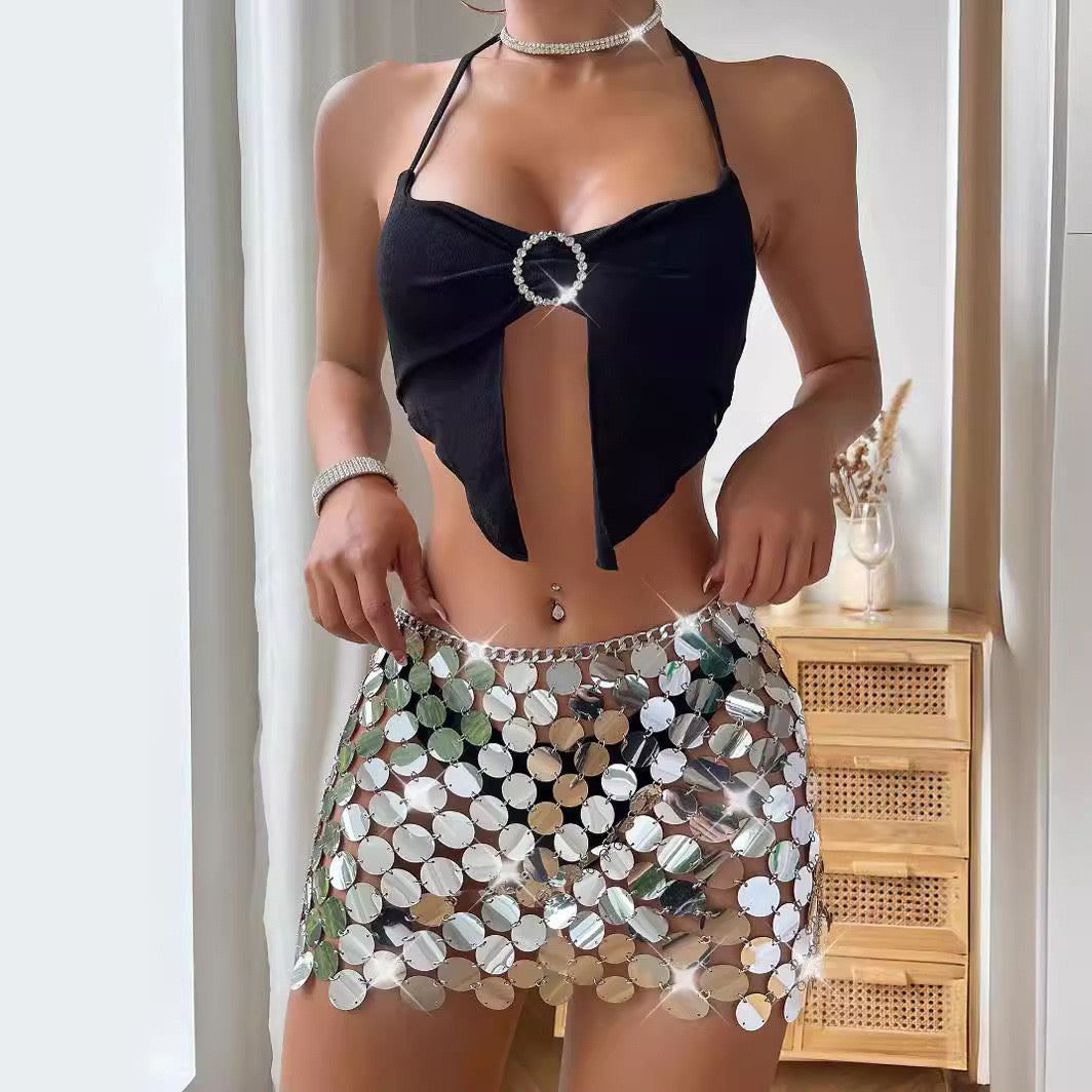 sequin mini skirt