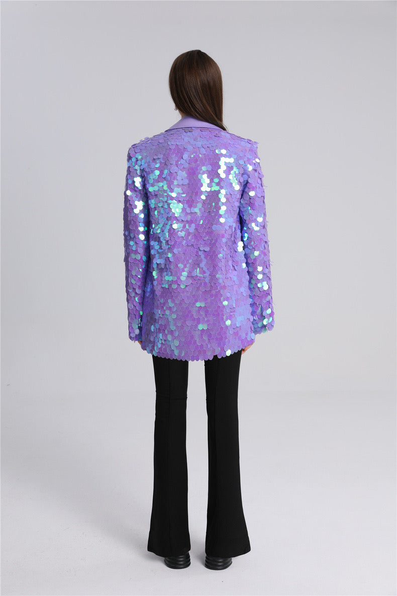 original design purple sequin suit