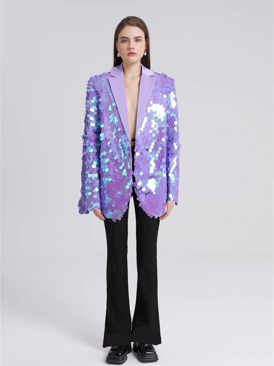 original design purple sequin suit