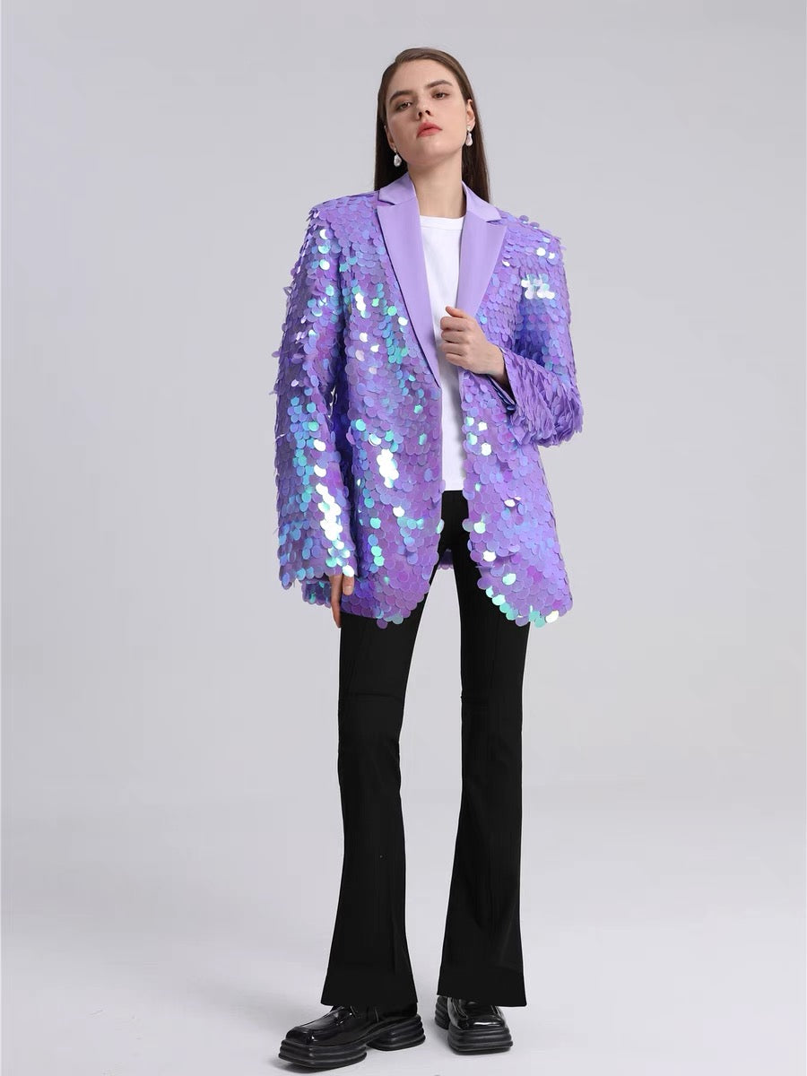 original design purple sequin suit