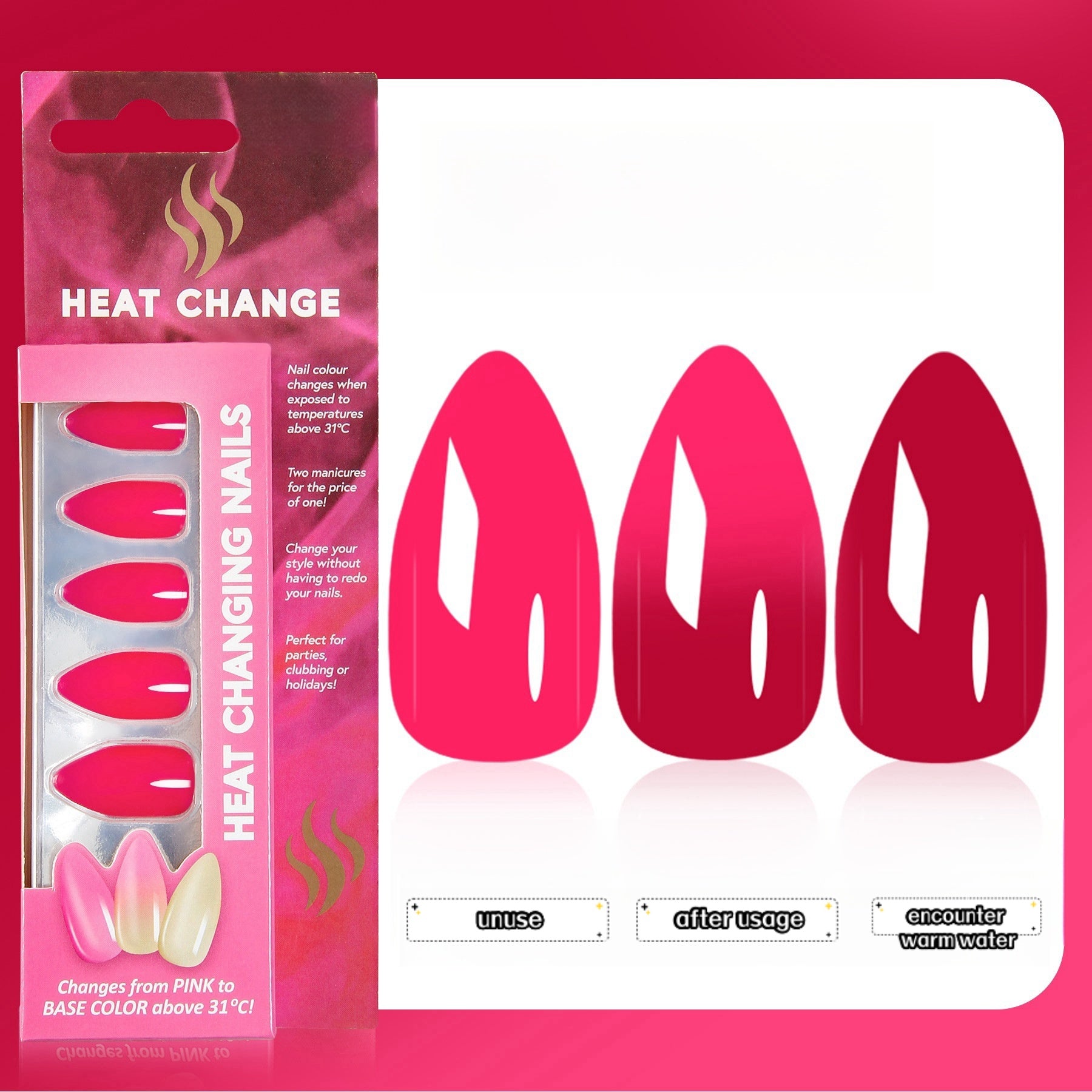 Color-Changing Fake Nails Worn with Warm Water NH014