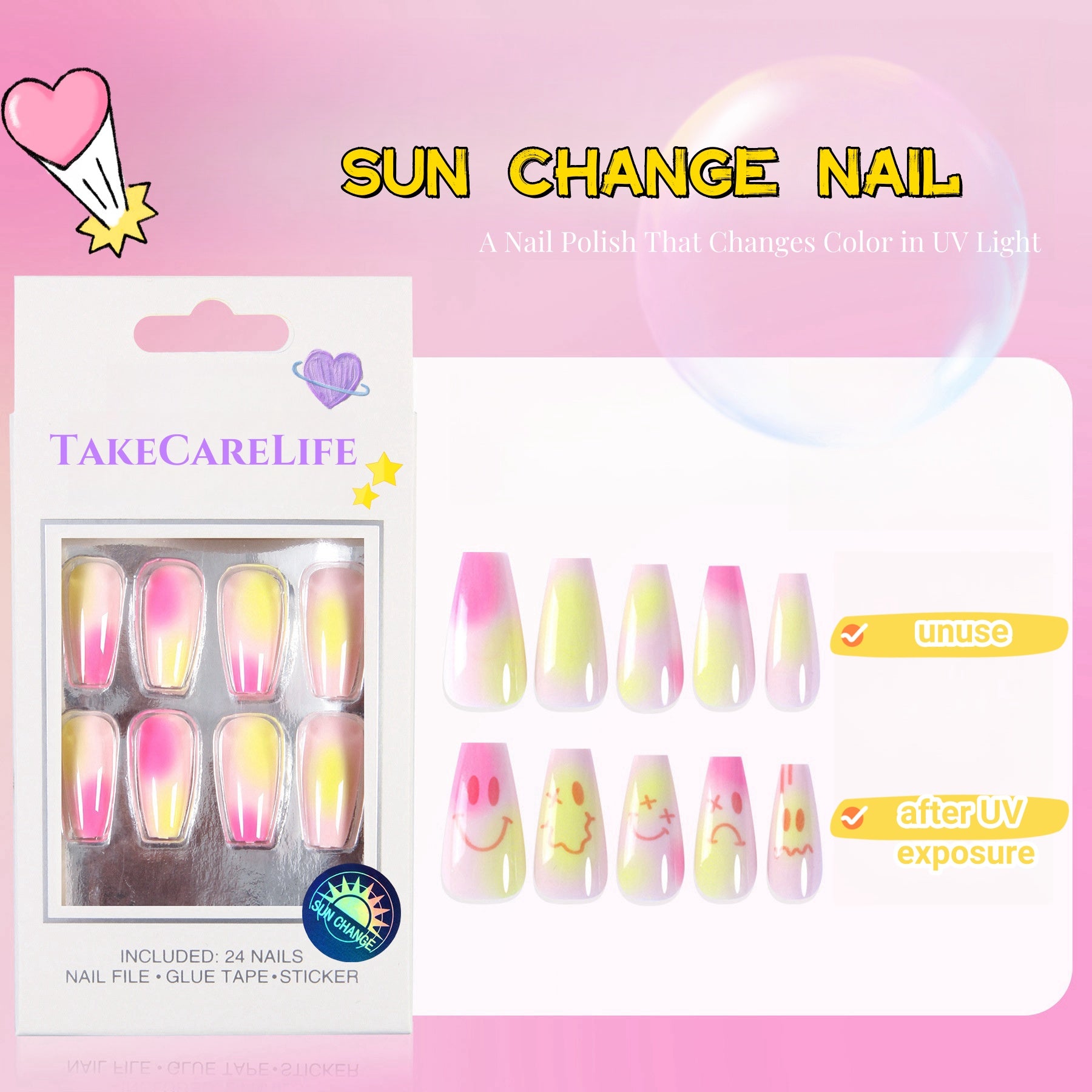 UV Color-Changing Nail Accessories 24pcs NH04