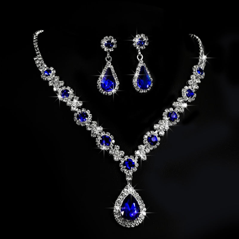 Wedding Banquet  Sapphire and Emerald Necklace Set