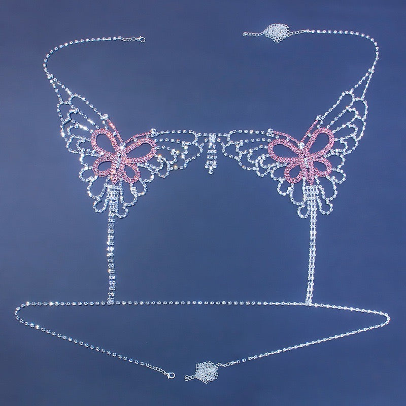 Bra Chain Set: Sparkling Rhinestone Tassel Halter